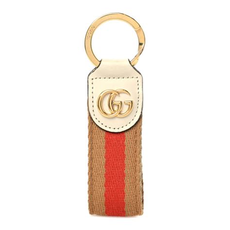 gucci nylon web key ring|GUCCI Nylon Charisma Calfskin Web Ophidia Key Ring Beige .